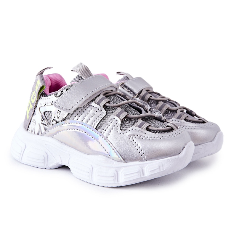 PJ2 Chaussures de sport pour enfants avec velcro Silver Vibo argent PJ2 Chaussures de sport pour enfants avec velcro Silver Vibo argent