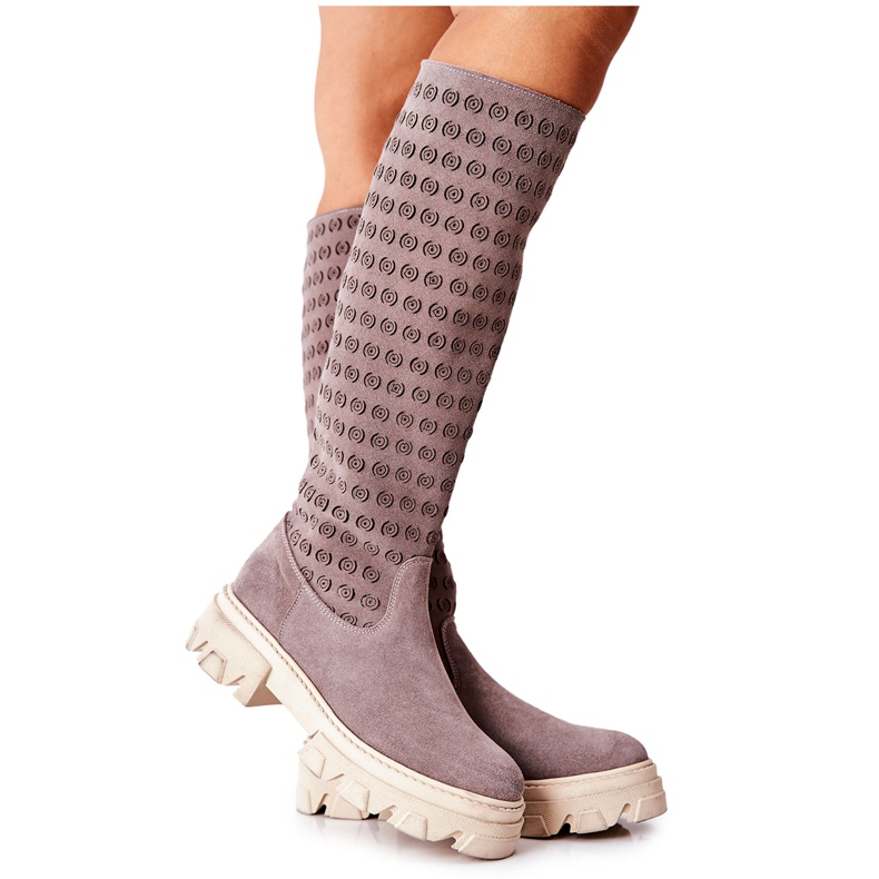 PA2 Boots Daim Ajourées Marron Clair Eldime brun
