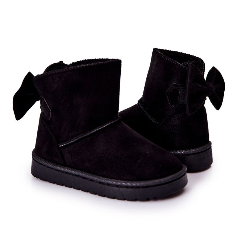 Bottes de neige chaudes noires Lolila pour enfants avec un nœud le noir