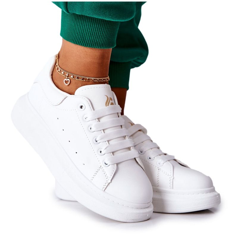Chaussures de sport en cuir sur une plate-forme Lemmy blanche Chaussures de sport en cuir sur une plate-forme Lemmy blanche