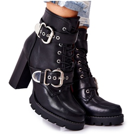 Bottes Sur Un Poteau Avec Une Boucle Noir Flaris