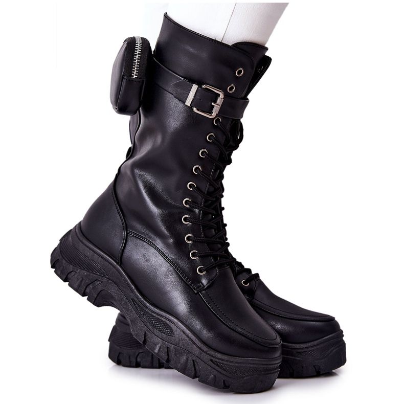 Bottines Plateformes Issanti Noires Avec Rein le noir