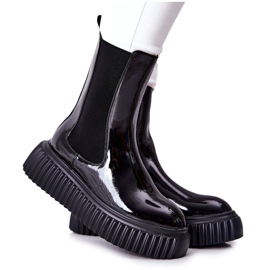 PS1 Bottes hautes laquées sur la plateforme Black Sereia noir