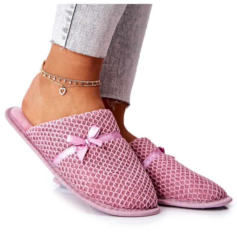 PE1 Chaussons Femme Nœud Rose Evira