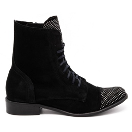 Exquisite Bottines femme en cuir à sequins 1259EX noir le noir