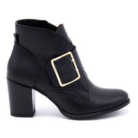 Exquisite Bottines femme en cuir avec boucle à talon haut 1262EX noir