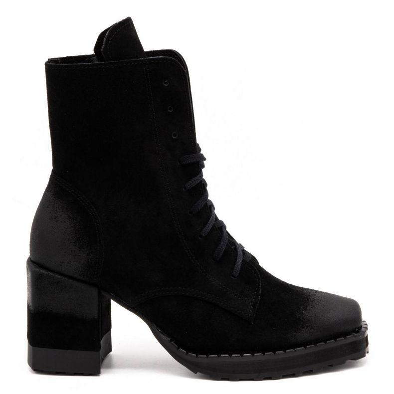 Exquisite Bottines en cuir pour femmes à talons hauts 1287EX noir le noir