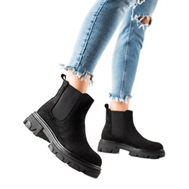 TRENDI Bottines Chelsea en daim sur la plate-forme noir