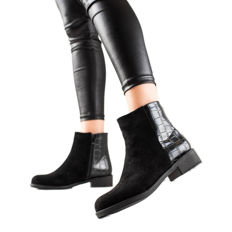 TRENDI Bottines en daim noir le noir
