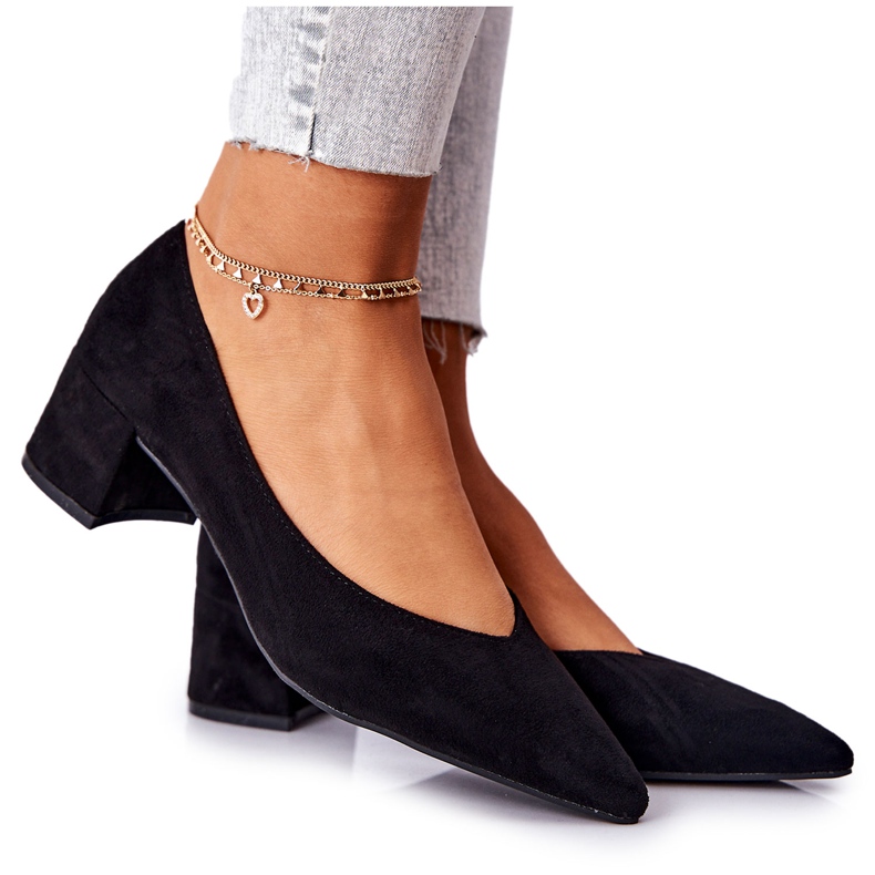 PG1 Escarpins en daim sur un poteau noir Rossie le noir
