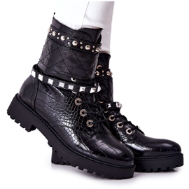 PG1 Bottes chaudes noires Nephele Workers avec clous le noir