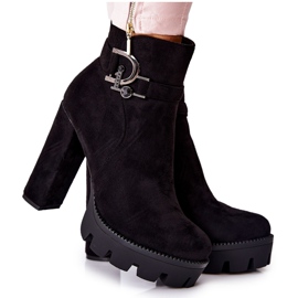 Bottines En Daim À Talons Hauts Noir Dianne le noir