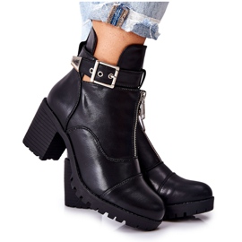 PG1 Bottes Clive noires à talons hauts avec boucle le noir