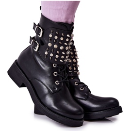 Bottes Avec Clous Sur La Fermeture Éclair Noir Laurena