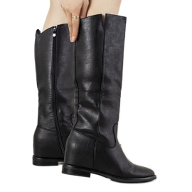 Boots noires sur le compensé Rosamonde