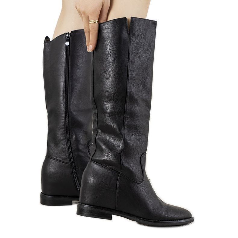Boots noires sur le compensé Rosamonde le noir