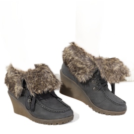 Bottines compensées grises en fourrure Callas