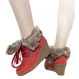 Bottines compensées rouges avec fourrure Callas