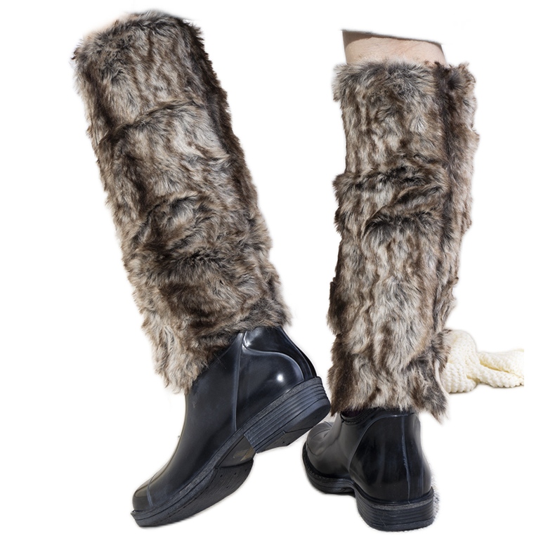 Bottes de pluie bleu foncé avec fourrure Melgar brun