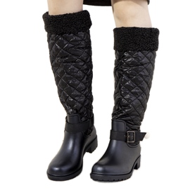 Bottes de pluie noires avec tige Ninfa matelassée le noir