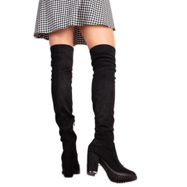 TRENDI Bottes hautes en daim noir