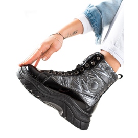 TRENDI Trappeurs matelassés à la mode noir argent