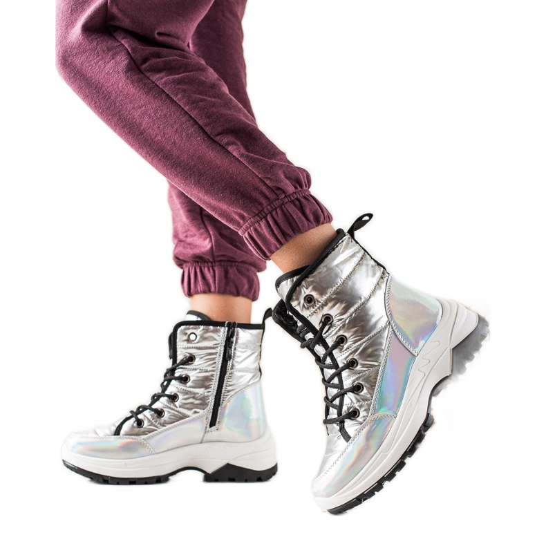 TRENDI Bottes de neige avec effet holo argent