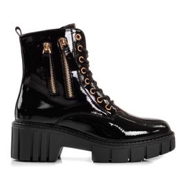 Goodin Trappeurs à la mode avec fermetures éclair décoratives le noir