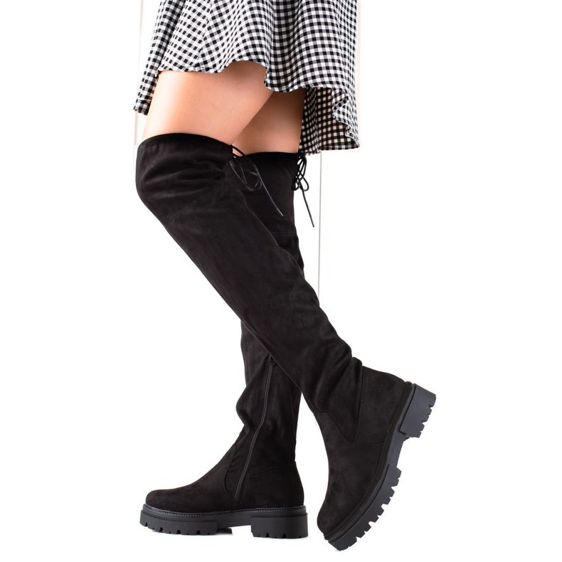 Laura Mode Cuissardes noires sur la plateforme le noir Laura Mode Cuissardes noires sur la plateforme le noir