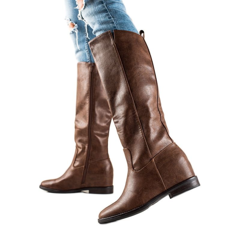 TRENDI Bottes compensées marron brun