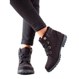 TRENDI Bottes Trapeur en Daim noir