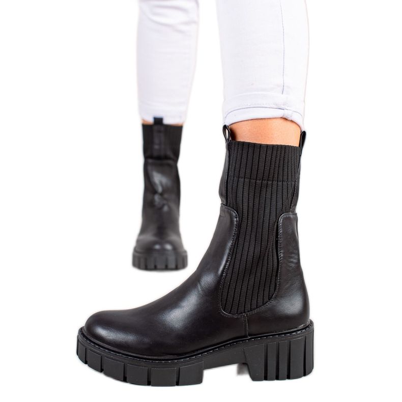 Laura Mode Bottines Chelsea à enfiler sur la plateforme le noir Laura Mode Bottines Chelsea à enfiler sur la plateforme le noir