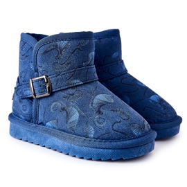 Bottes de Neige Enfant Fourrure Bleu Marine Kawai