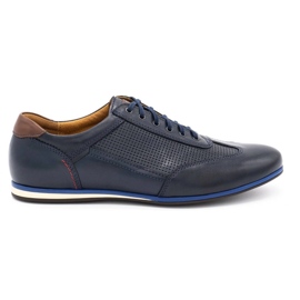 Kampol Chaussures casual homme cuir 64/54 bleu marine