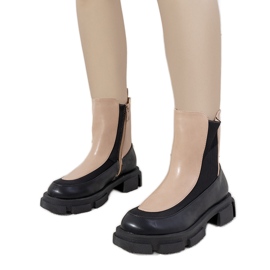 Boots noires et roses sur semelle épaisse Lynne beige