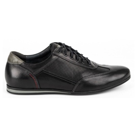 Kampol Chaussures casual en cuir pour hommes 64/15 noir