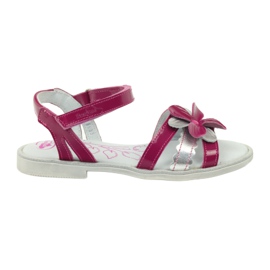 Sandales en cuir pour enfants avec une fleur Ren But 4166 rose gris