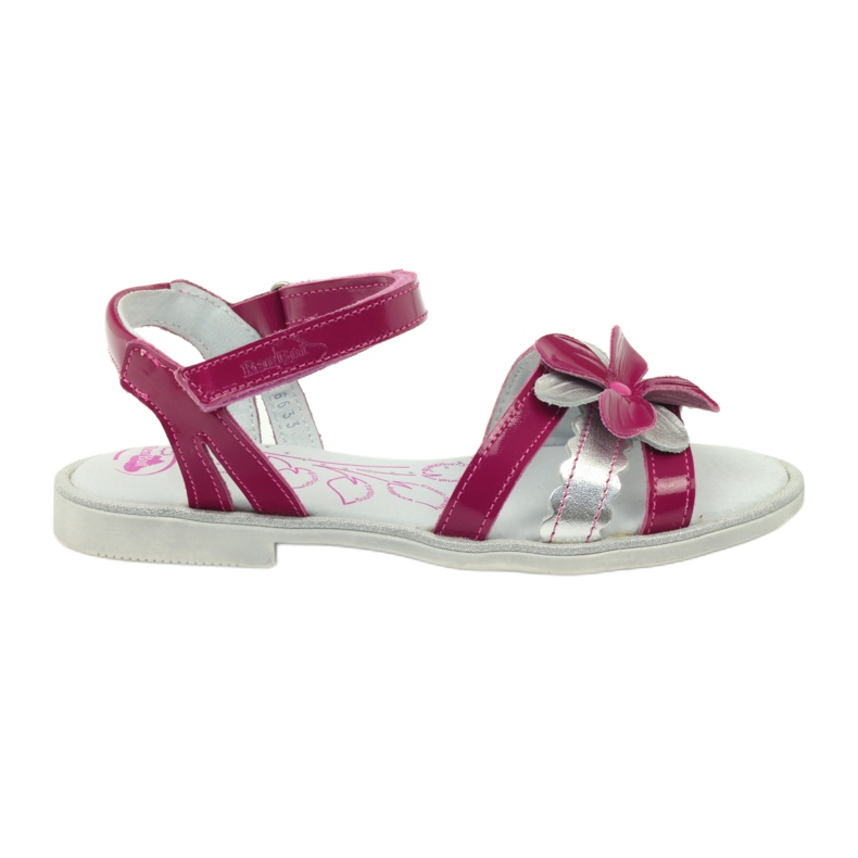 Sandales en cuir pour enfants avec une fleur Ren But 4166 rose gris