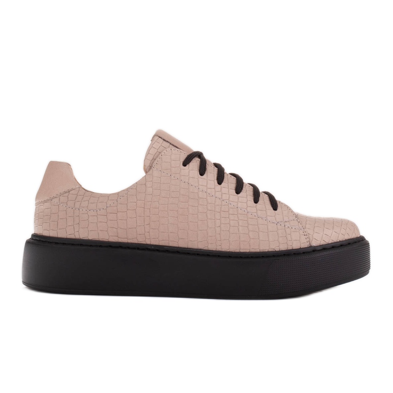 Marco Shoes Baskets en cuir nappa léger beige