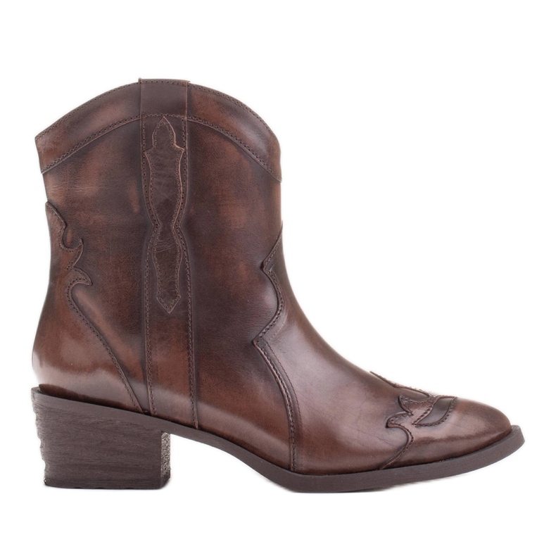 Marco Shoes Bottes de cowboy en cuir poli à la main brun