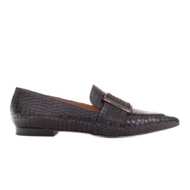 Marco Shoes Ballerines croco à grande boucle noir