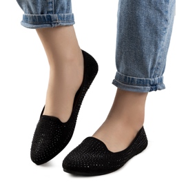 Ballerines noires ornées d'oxydes de zirconium Harriette