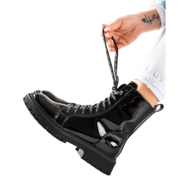 TRENDI Bottes à lacets noires