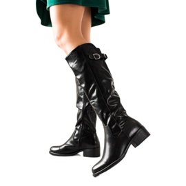 Small Swan Bottes chaudes en cuir écologique noir