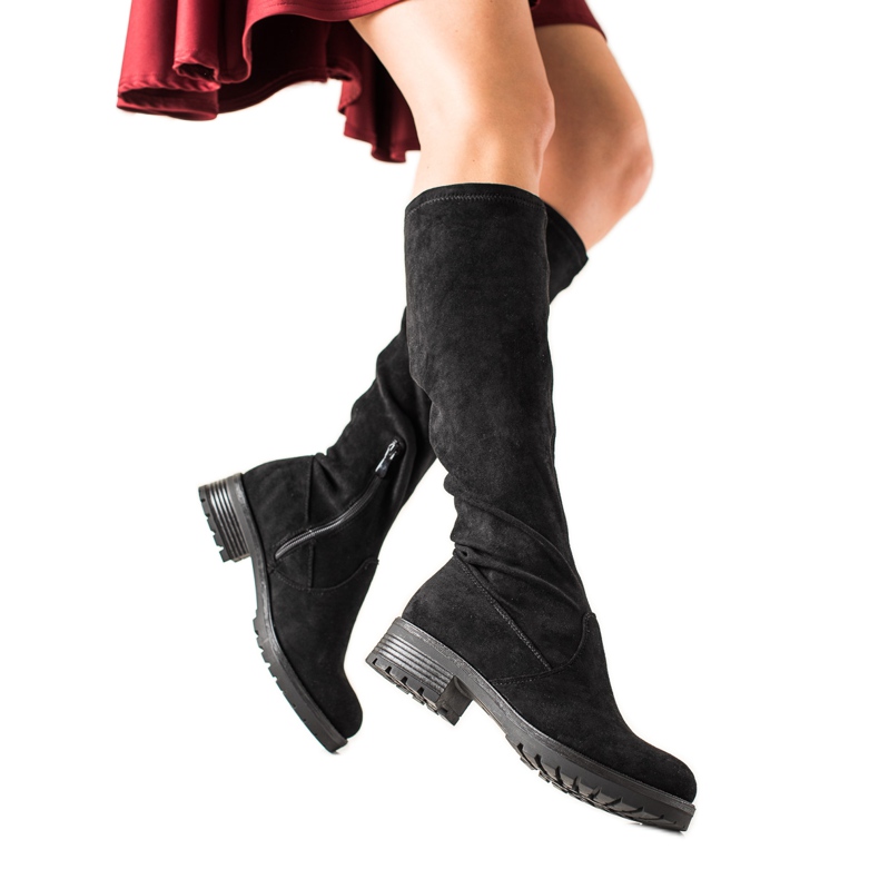 TRENDI Bottes décontractées en daim le noir