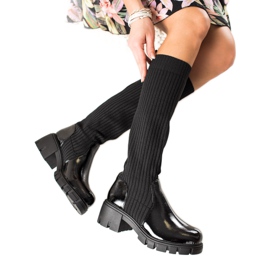 TRENDI Bottes à enfiler confortables noir