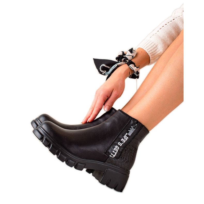 Goodin Bottes de travail avec fermeture éclair le noir