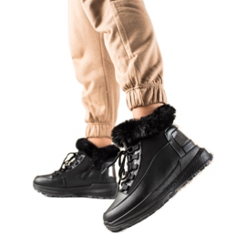 TRENDI Bottes de neige noires avec fourrure