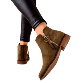 Super Me Bottes avec une fermeture éclair dorée vert Super Me Bottes avec une fermeture éclair dorée vert