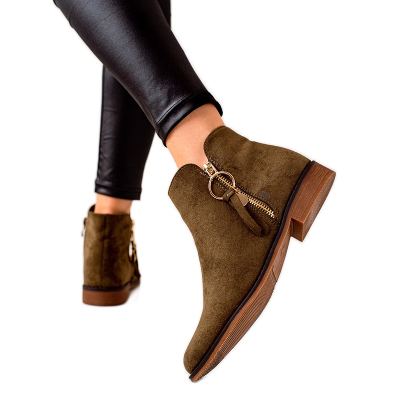 Super Me Bottes avec une fermeture éclair dorée vert